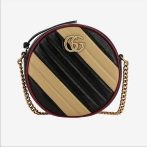 Gucci GG Mormont Mini Round Black & Beige Shoulder Bag